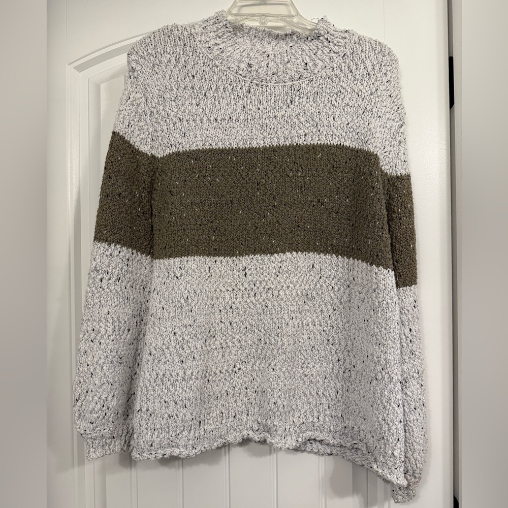 POL Striped Chunky Knit Sweater